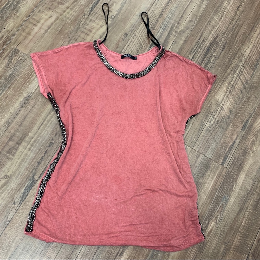 Max Jeans Beaded Neckline Blouse
